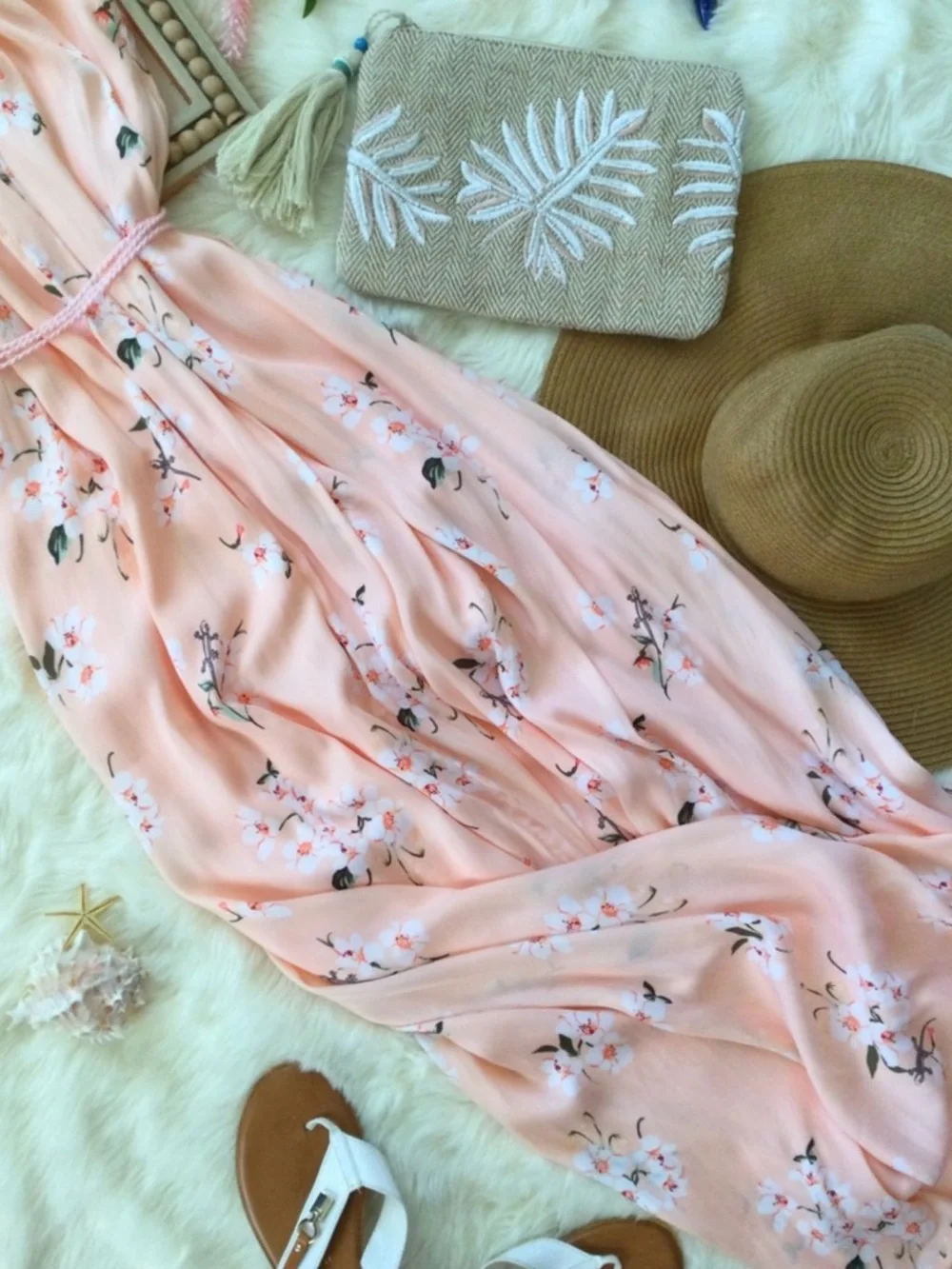 XS/S Abercrombie & Fitch Peach Floral Gecko Lizard Maxi Dress Western Boho